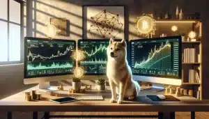 shiba-inu-dog-at-trading-desk-with-cryptocurrency-charts-showing-floki-price-predictions